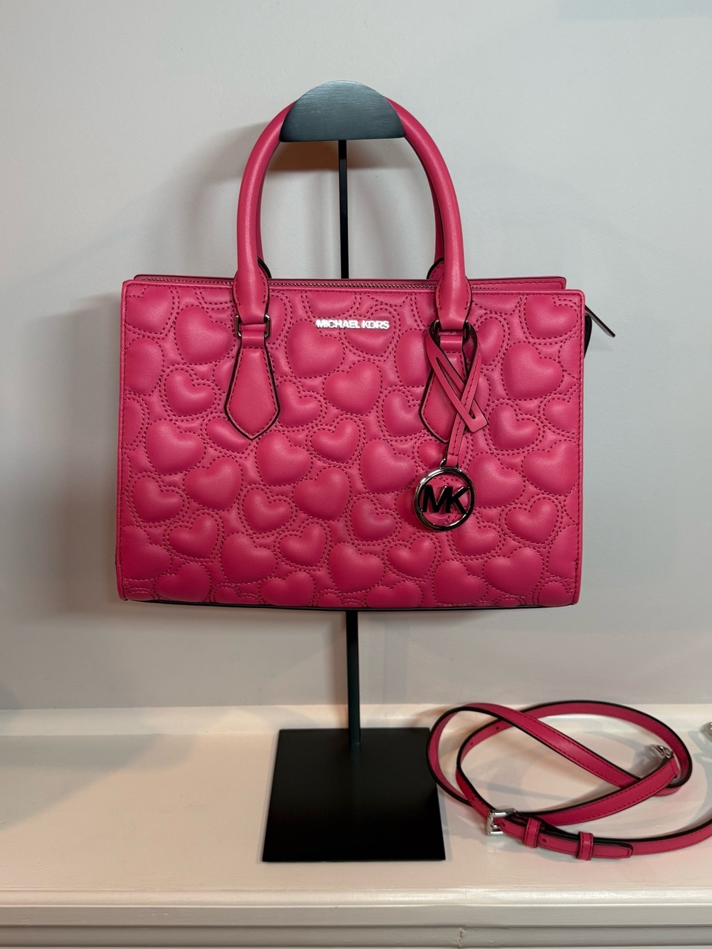 Michael Kors Sheila Medium Heart Embroidered Satchel